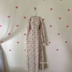 فستان العيد المورد مميز مع تُل رائع 