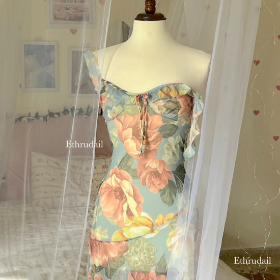 فستان شيفون مورد طويل