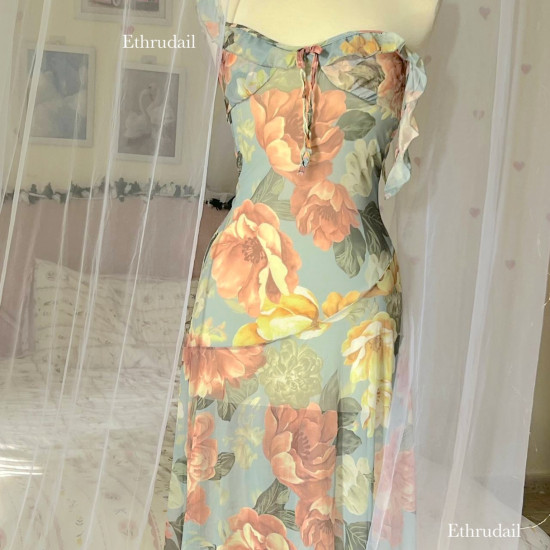 فستان شيفون مورد طويل