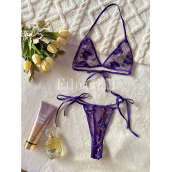 طقم داخلي دانتيل وفراشات قطعتين 