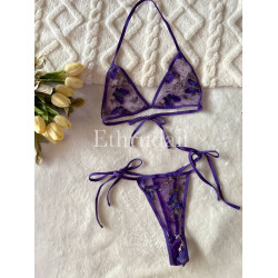 طقم داخلي دانتيل وفراشات قطعتين 